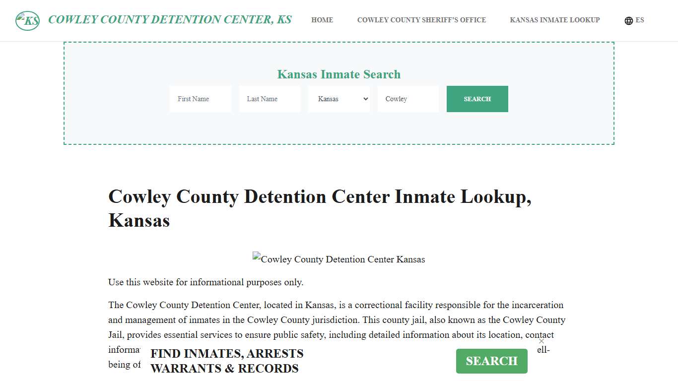 Cowley County Detention Center, KS Inmate Roster, Offender Search